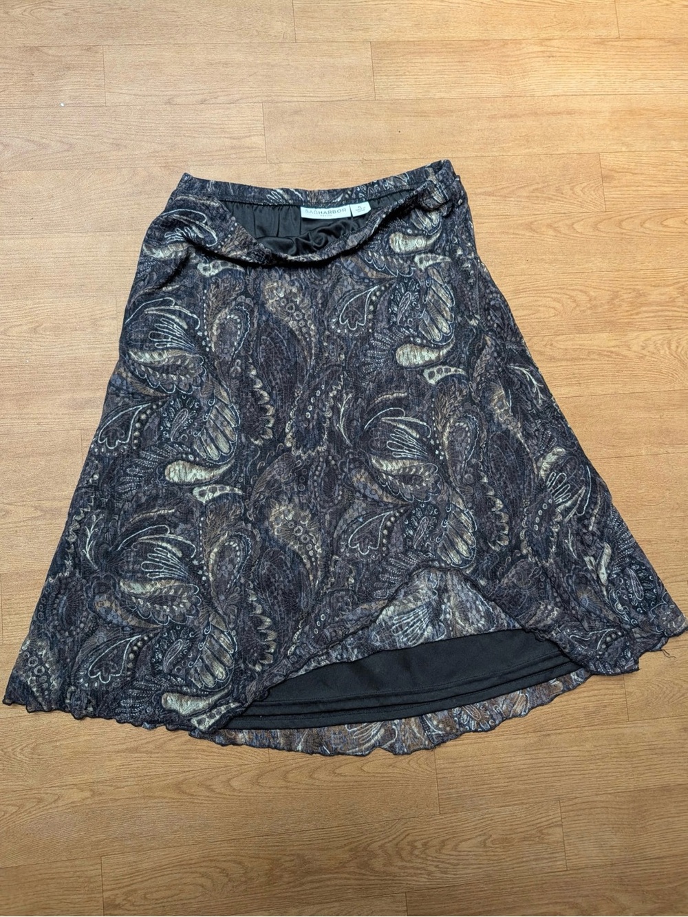 Womens Black Paisley A-Line Skirt Sag Harbor